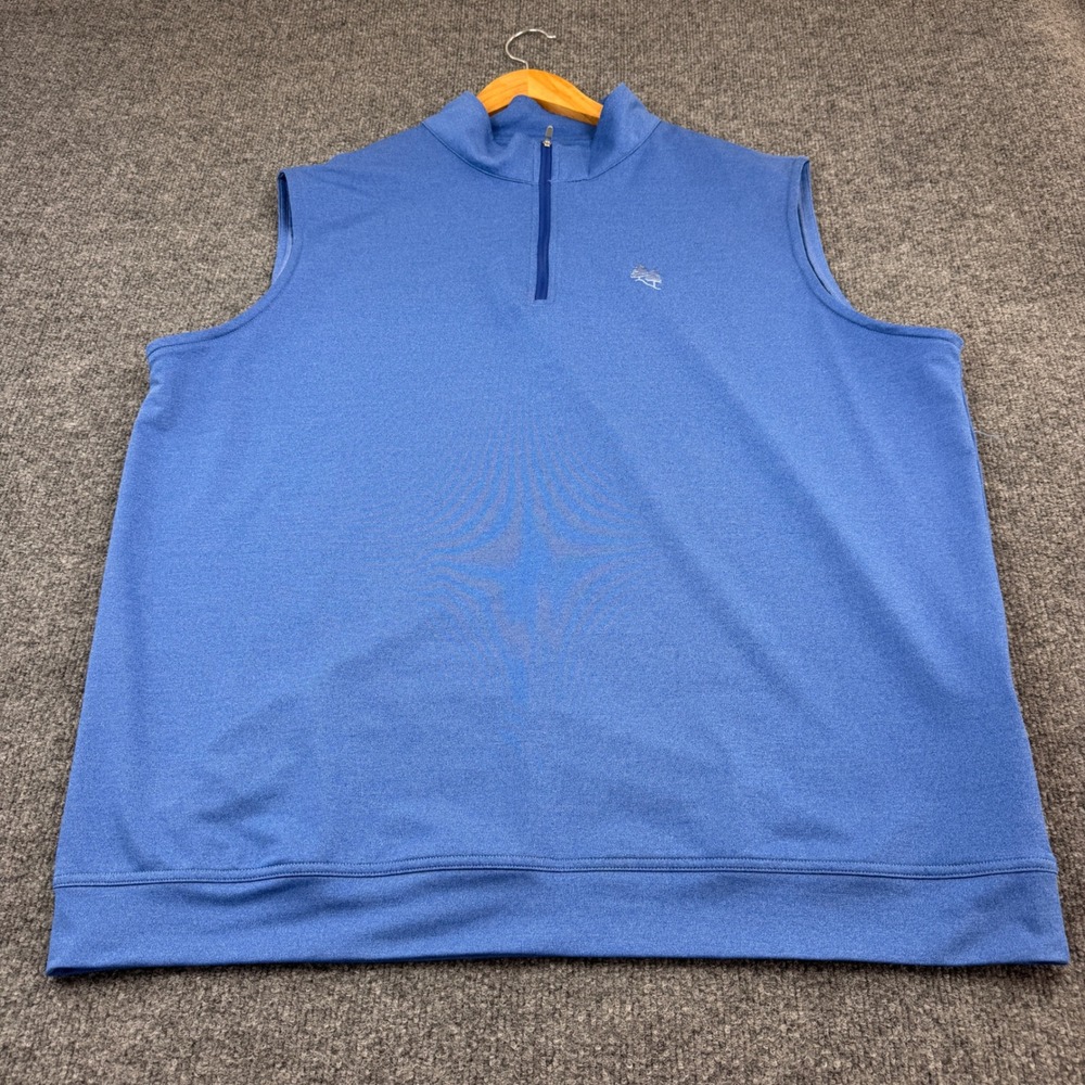 Peter Millar Golf Vest Men XXL Blue Excellent Quarter Zip Performance Sleeveless
